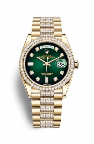 Rolex Day-Date 36 Yellow Gold / Diamond / Green Ombré-Diamond / President-Diamond 128348RBR-0036 (M128348RBR-0036)